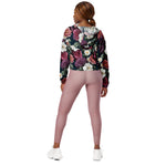 Women’s cropped windbreaker Floral Pattern Garden Flower Summer Rose Women's Cropped Windbreaker