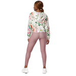 Women’s cropped windbreaker Floral Pattern Pink Rose Summer Rose Women's Cropped Windbreaker