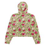 Women’s cropped windbreaker Floral Pattern Rose Flowers Summer Rose Women's Cropped Windbreaker
