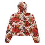 Women’s cropped windbreaker Floral pattern Roses with chrysanthemum Garden Summer Rose Women's Cropped Windbreaker