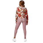 Women’s cropped windbreaker Floral pattern Roses with chrysanthemum Garden Summer Rose Women's Cropped Windbreaker