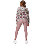 Women’s cropped windbreaker Floral Pattern Tissue Summer Rose Women's Cropped Windbreaker
