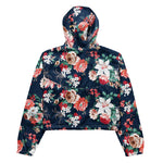 Women’s cropped windbreaker Floral Pattern with Roses and Small Flowers Summer Rose Women's Cropped Windbreaker