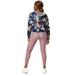 Women’s cropped windbreaker Floral Pattern with Roses and Small Flowers Summer Rose Women's Cropped Windbreaker