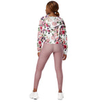 Women’s cropped windbreaker Floral pattern with Roses Garden Watercolor Summer Rose Women's Cropped Windbreaker