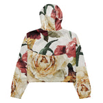 Women’s cropped windbreaker Floral pattern with Roses Watercolor Summer Rose Women's Cropped Windbreaker