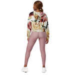 Women’s cropped windbreaker Floral pattern with Roses Watercolor Summer Rose Women's Cropped Windbreaker