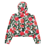 Women’s cropped windbreaker Floral Red Camellia Flowers Summer Rose Women's Cropped Windbreaker