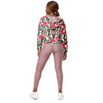 Women’s cropped windbreaker Floral Red Camellia Flowers Summer Rose Women's Cropped Windbreaker