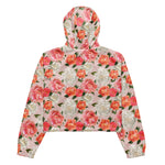 Women’s cropped windbreaker Floral Rose Flower Watercolor Summer Rose Women's Cropped Windbreaker Jacket