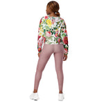 Women’s cropped windbreaker Floral Roses Vintage Spring Summer Rose Women's Cropped Windbreaker Jacket