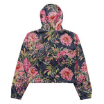 Women’s cropped windbreaker Floral Watercolor Botanicals Flower Summer Rose Women's Cropped Windbreaker Jacket