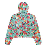 Women’s cropped windbreaker Flowers Pattern Summer Rose Women's Cropped Windbreaker Jacket