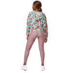 Women’s cropped windbreaker Flowers Pattern Summer Rose Women's Cropped Windbreaker Jacket
