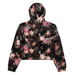 Women’s cropped windbreaker Garden Flower Rose Dark Pattern Summer Rose Women's Cropped Windbreaker Jacket