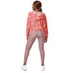 Women’s cropped windbreaker Garden flowers pink peoni and Chick Summer Rose Women's Cropped Windbreaker Jacket