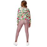 Women’s cropped windbreaker Garden Roses Pattern Flower Summer Rose Women's Cropped Windbreaker Jacket