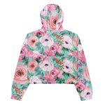 Women’s cropped windbreaker Gorgeous Pink Roses Watercolor Summer Rose Women's Cropped Windbreaker Jacket