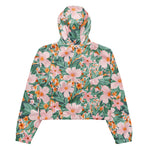 Women’s cropped windbreaker Gouache seamless Spring Flower pattern Summer Rose Women's Cropped Windbreaker Jacket
