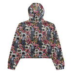 Women’s cropped windbreaker Gray jays and Flowers Summer Rose Women's Cropped Windbreaker Jacket