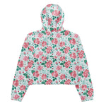 Women’s cropped windbreaker Green Rose Flower Summer Rose Women's Cropped Windbreaker Jacket