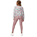 Women’s cropped windbreaker Green Rose Flower Summer Rose Women's Cropped Windbreaker Jacket