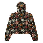 Women’s cropped windbreaker Ornate Vintage flower Peonies Roses and Birds Summer Rose Women's Cropped Windbreaker Jacket
