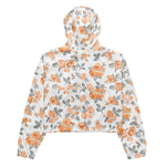 Women’s cropped windbreaker Peach Watercolor Roses Pattern Summer Rose Women's Cropped Windbreaker Jacket