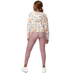 Women’s cropped windbreaker Peach Watercolor Roses Pattern Summer Rose Women's Cropped Windbreaker Jacket