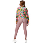 Women’s cropped windbreaker Peonies Yellow Sunflowers Watercolor Summer Rose Women's Cropped Windbreaker Jacket
