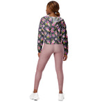 Women’s cropped windbreaker Pink & Purple Peonies Floral Summer Rose Women's Cropped Windbreaker Jacket
