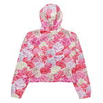 Women’s cropped windbreaker Pink and White Roses Seamless Flower Summer Rose Women's Cropped Windbreaker Jacket