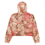 Women’s cropped windbreaker Pink Country Chic Roses Garden and Wood Summer Rose Women's Cropped Windbreaker Jacket