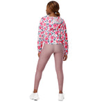 Women’s cropped windbreaker Pink Floral Watercolor Roses Pattern Summer Rose Women's Cropped Windbreaker Jacket