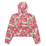 Women’s cropped windbreaker Pink Peonies Watercolor Flower Summer Rose Women's Cropped Windbreaker Jacket