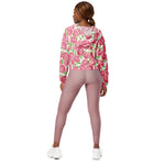 Women’s cropped windbreaker Pink Peonies Watercolor Flower Summer Rose Women's Cropped Windbreaker Jacket