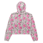 Women’s cropped windbreaker Pink Rose Garden Floral Pattern Summer Rose Women's Cropped Windbreaker Jacket