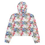 Women’s cropped windbreaker Pink Roses Boho Trellis Watercolour Flowers Summer Rose Women's Cropped Windbreaker Jacket