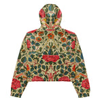 Women’s cropped windbreaker Pink Roses Garden Vintage Chintz Summer Rose Women's Cropped Windbreaker Jacket