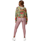 Women’s cropped windbreaker Pink Roses Garden Vintage Chintz Summer Rose Women's Cropped Windbreaker Jacket