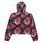 Women’s cropped windbreaker Pink Roses Romantic On Purple Summer Rose Women's Cropped Windbreaker Jacket