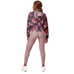 Women’s cropped windbreaker Pink Roses Romantic On Purple Summer Rose Women's Cropped Windbreaker Jacket