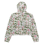 Women’s cropped windbreaker Pink Roses Vintage Watercolor Floral Summer Rose Women's Cropped Windbreaker Jacket