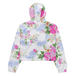 Women’s cropped windbreaker Pink Roses Watercolor Floral Pattern Summer Rose Women's Cropped Windbreaker Jacket