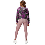 Women’s cropped windbreaker Pink Tapestry Roses Summer Rose Women's Cropped Windbreaker Jacket