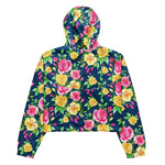 Women’s cropped windbreaker Pink Yellow Rose Floral Pattern Summer Rose Women's Cropped Windbreaker Jacket