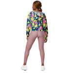 Women’s cropped windbreaker Pink Yellow Rose Floral Pattern Summer Rose Women's Cropped Windbreaker Jacket