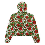 Women’s cropped windbreaker Poinsettia Garden Pattern Summer Rose Women's Cropped Windbreaker Jacket