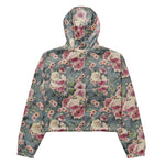 Women’s cropped windbreaker Pretty Pink Roses Pattern Summer Rose Women's Cropped Windbreaker Jacket