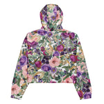 Women’s cropped windbreaker Purple Blush Pink Floral Green Watercolor Summer Rose Women's Cropped Windbreaker Jacket